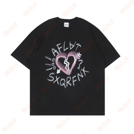 heart pattern black short sleeve